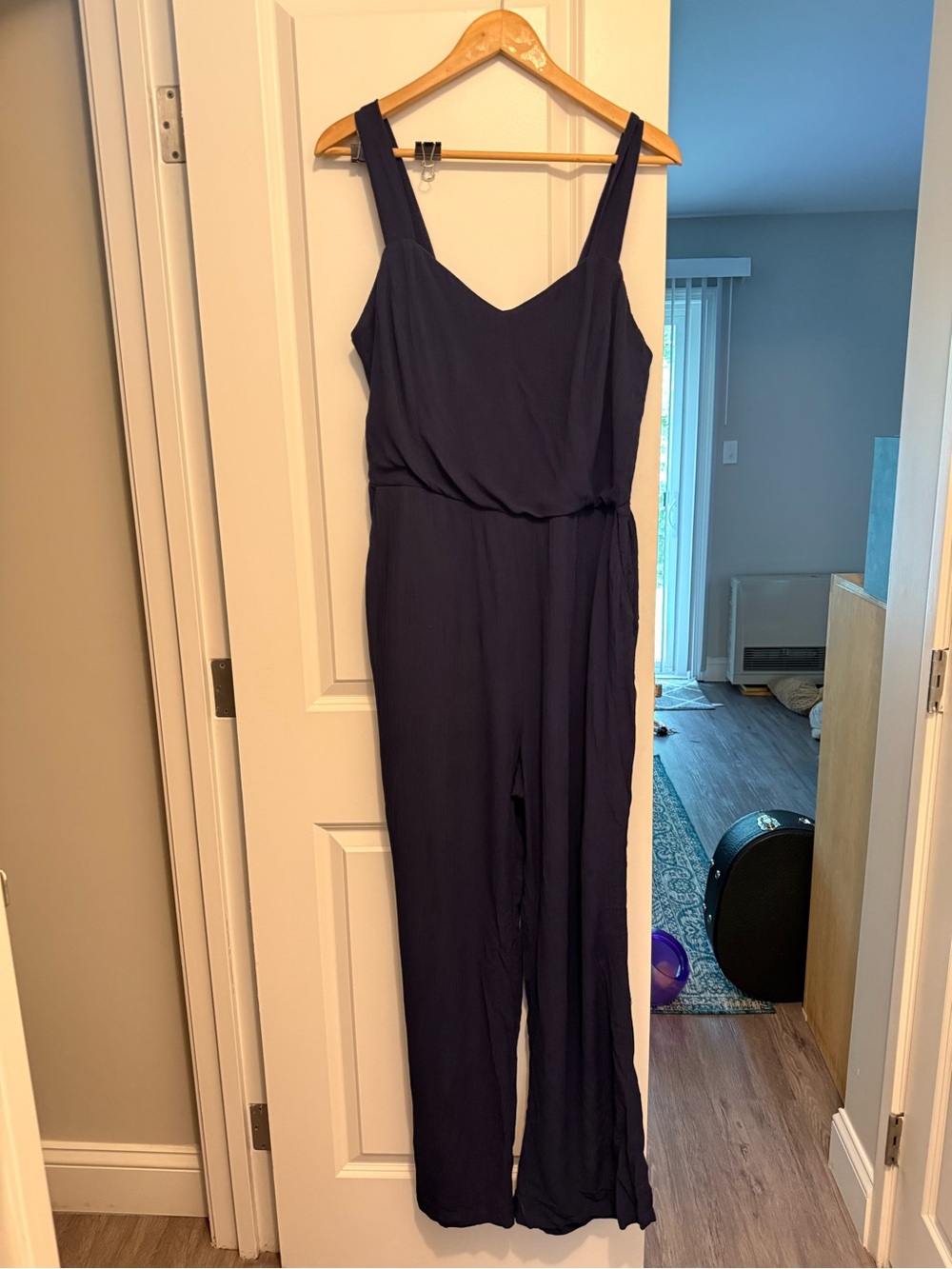 Women's Navy Smocked Wide-Leg Jumpsuit NWT Vacation Minimalist Comfortable